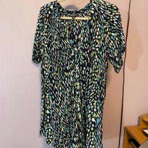 Navy, lime and turquoise dot tunic - Size 18W